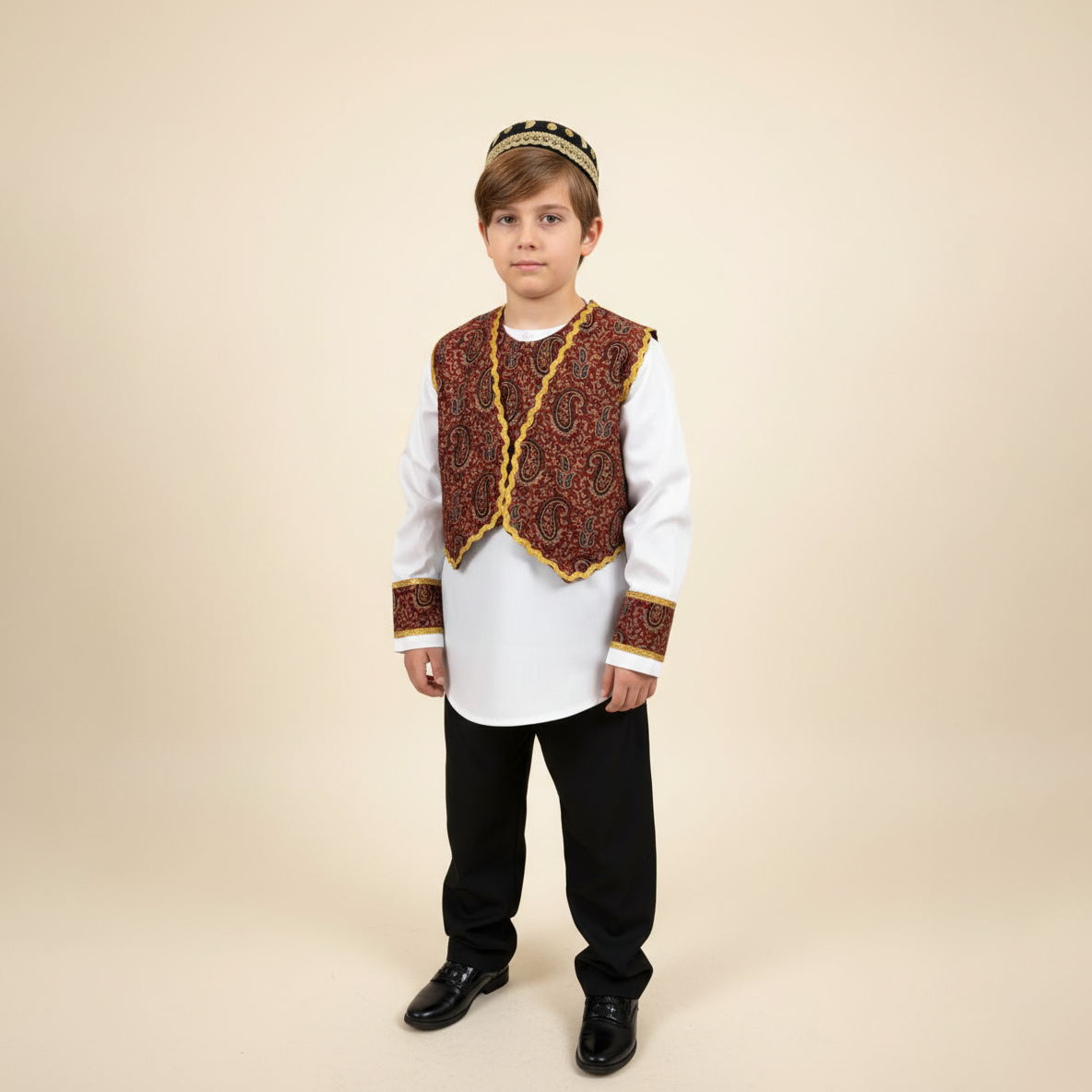 لباس-محلی -تهران-قدیم-پسرانه خرید لباس محلی تهران قدیم پسرانه کودک با جلیقه سنتی – مزون دنیام