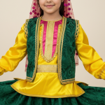 خرید لباس شلیته شلوار قاجار دخترانه زرد آفتابی قاجاری از مرون دنیام عکس از جزئیات