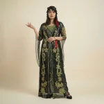 خرید لباس محلی کردی مشکی طلایی-سبز زنانه عکس با پوز متفاوت – مزون دنیام