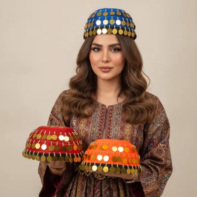 فزوش کلاه پولکی سنتی زنانه سایز بزرگ